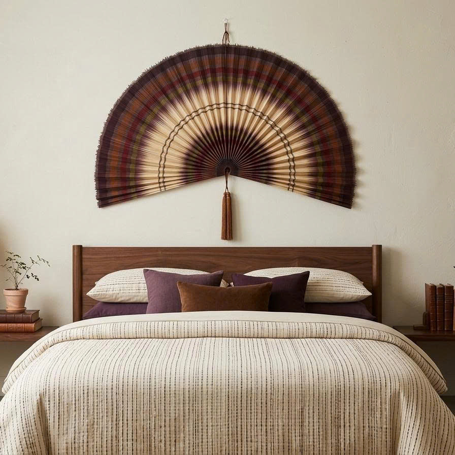 Bamboo Wall Fan Decor Brown – Large Boho Wall Hanging
