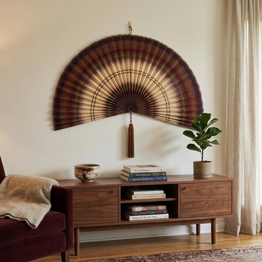 Bamboo Wall Fan Decor Brown – Large Boho Wall Hanging