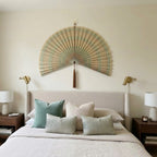 Bamboo Wall Fan Decor – Large Handmade Boho Wall Hanging