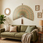 Bamboo Wall Fan Decor – Large Handmade Boho Wall Hanging