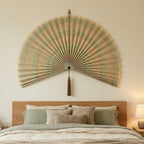 Bamboo Wall Fan Decor – Large Handmade Boho Wall Hanging