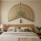 Bamboo Wall Fan Decor – Large Handmade Boho Wall Hanging