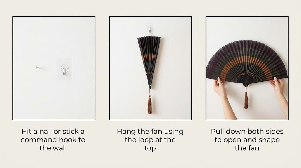 Large Bamboo Wall Fan Decor | Boho Wall Hanging for Bedroom & Living Room