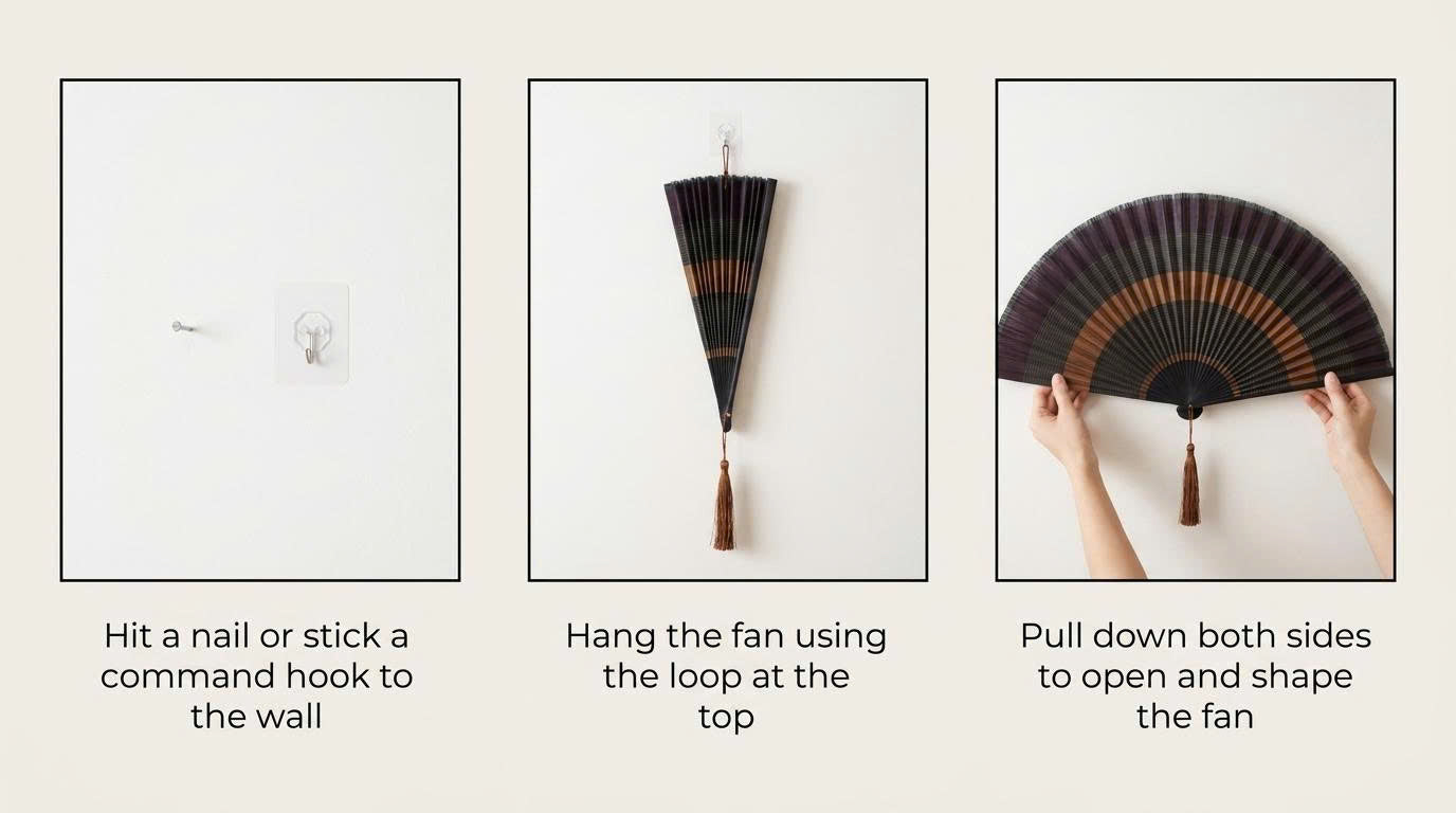 Large Bamboo Wall Fan Decor | Boho Wall Hanging for Bedroom & Living Room