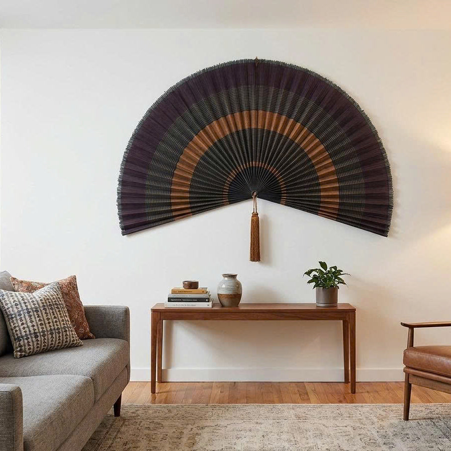 Large Bamboo Wall Fan Decor | Boho Wall Hanging for Bedroom & Living Room