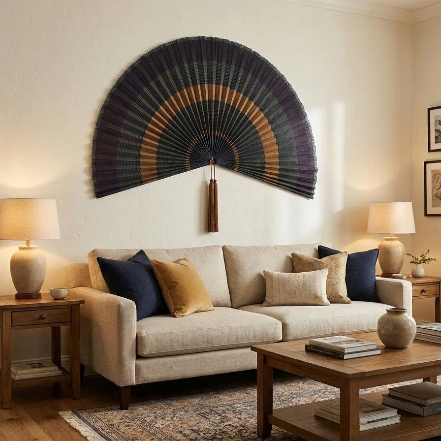 Large Bamboo Wall Fan Decor | Boho Wall Hanging for Bedroom & Living Room