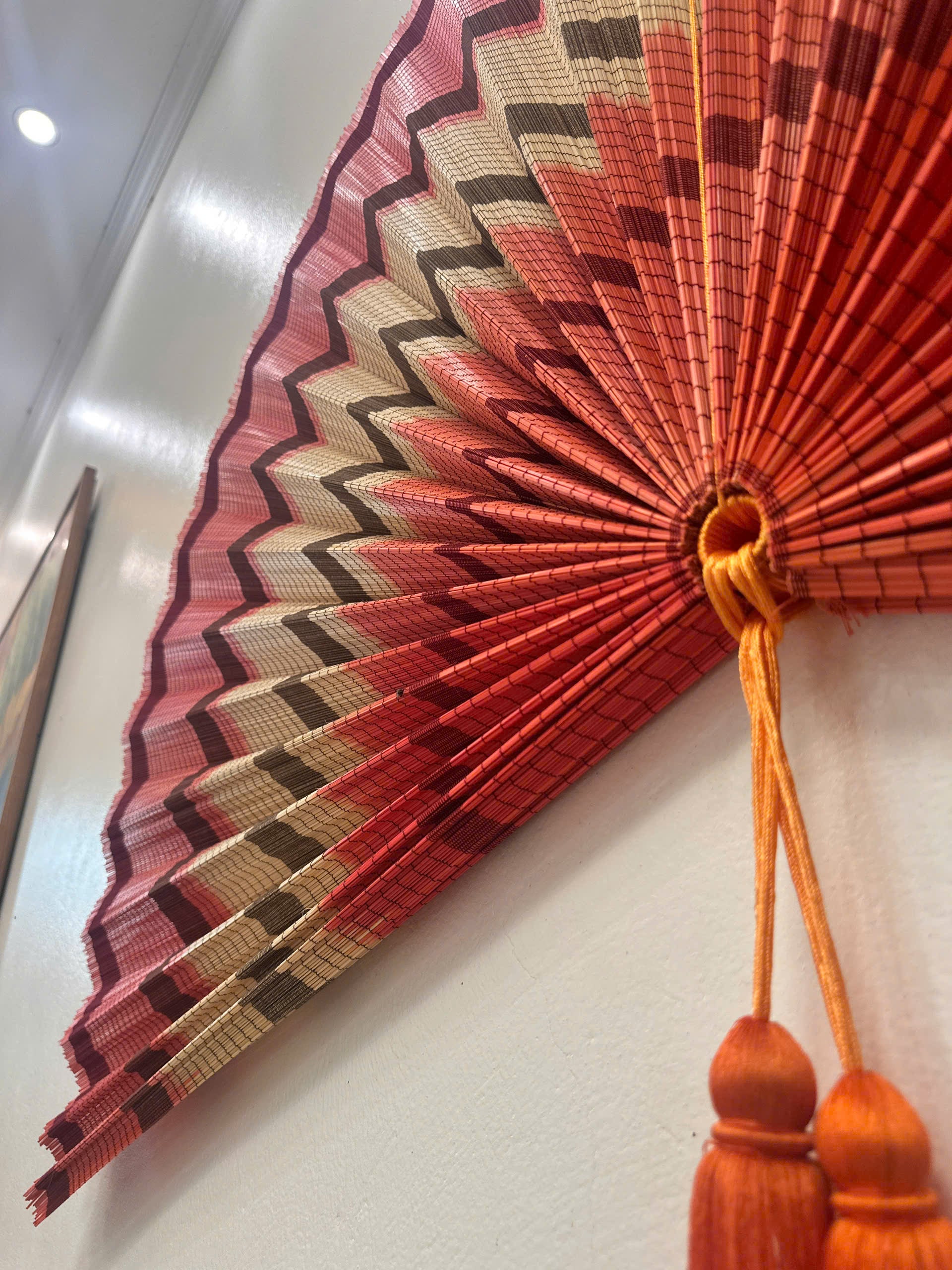 Terracotta Bamboo Wall Fan Decor | Large Boho Wall Art for Bedroom & Living Room