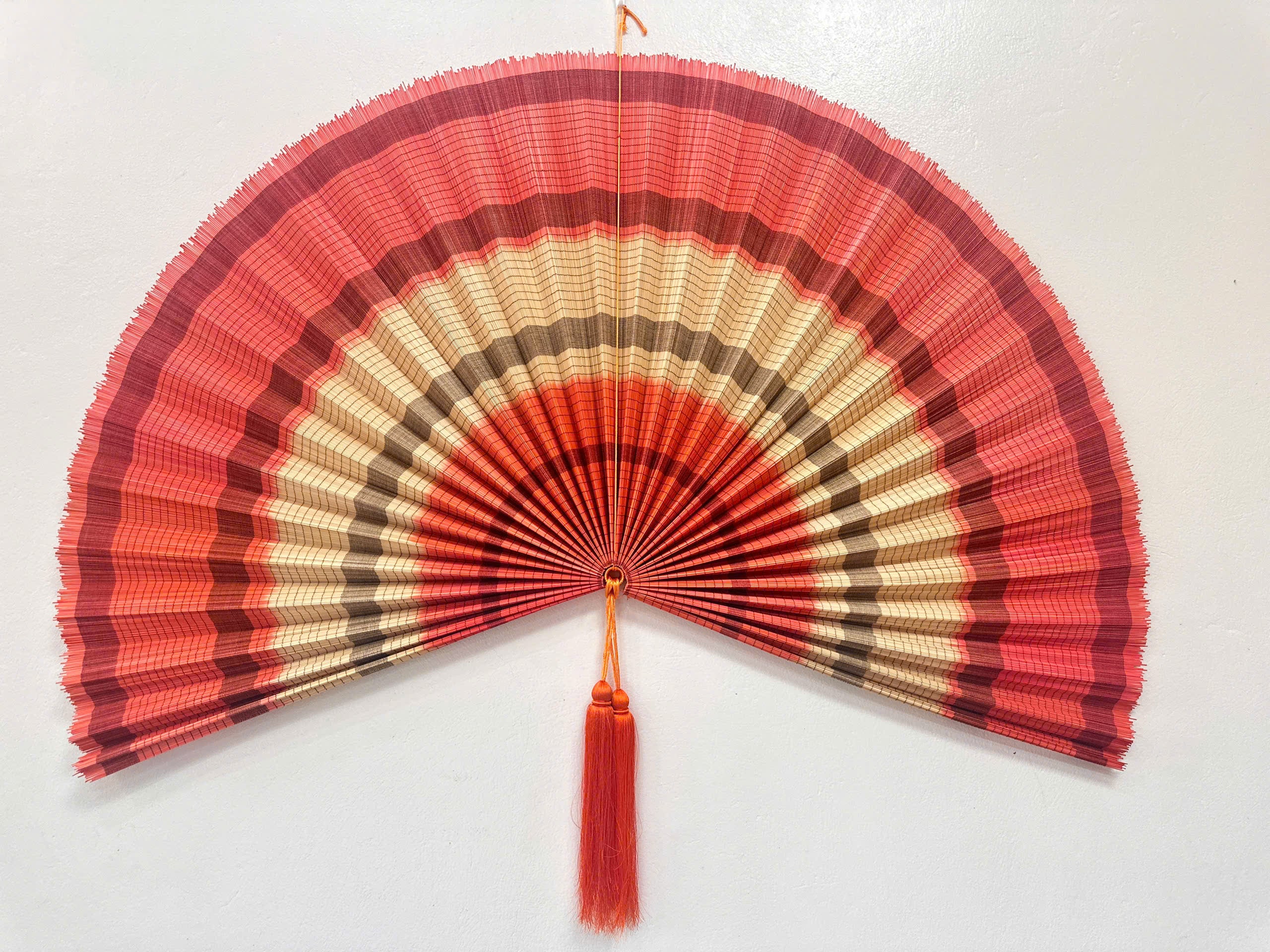 Terracotta Bamboo Wall Fan Decor | Large Boho Wall Art for Bedroom & Living Room