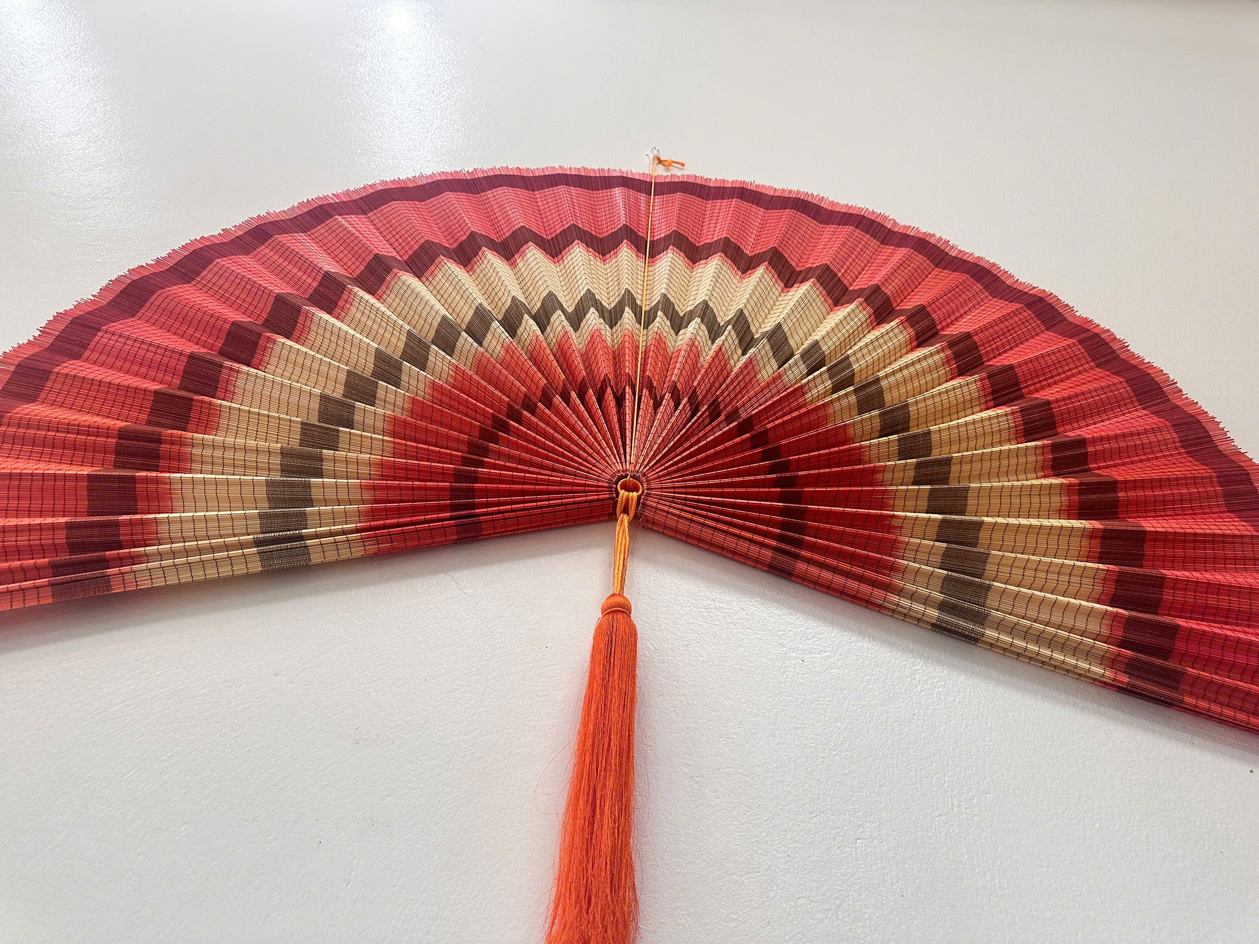 Terracotta Bamboo Wall Fan Decor | Large Boho Wall Art for Bedroom & Living Room
