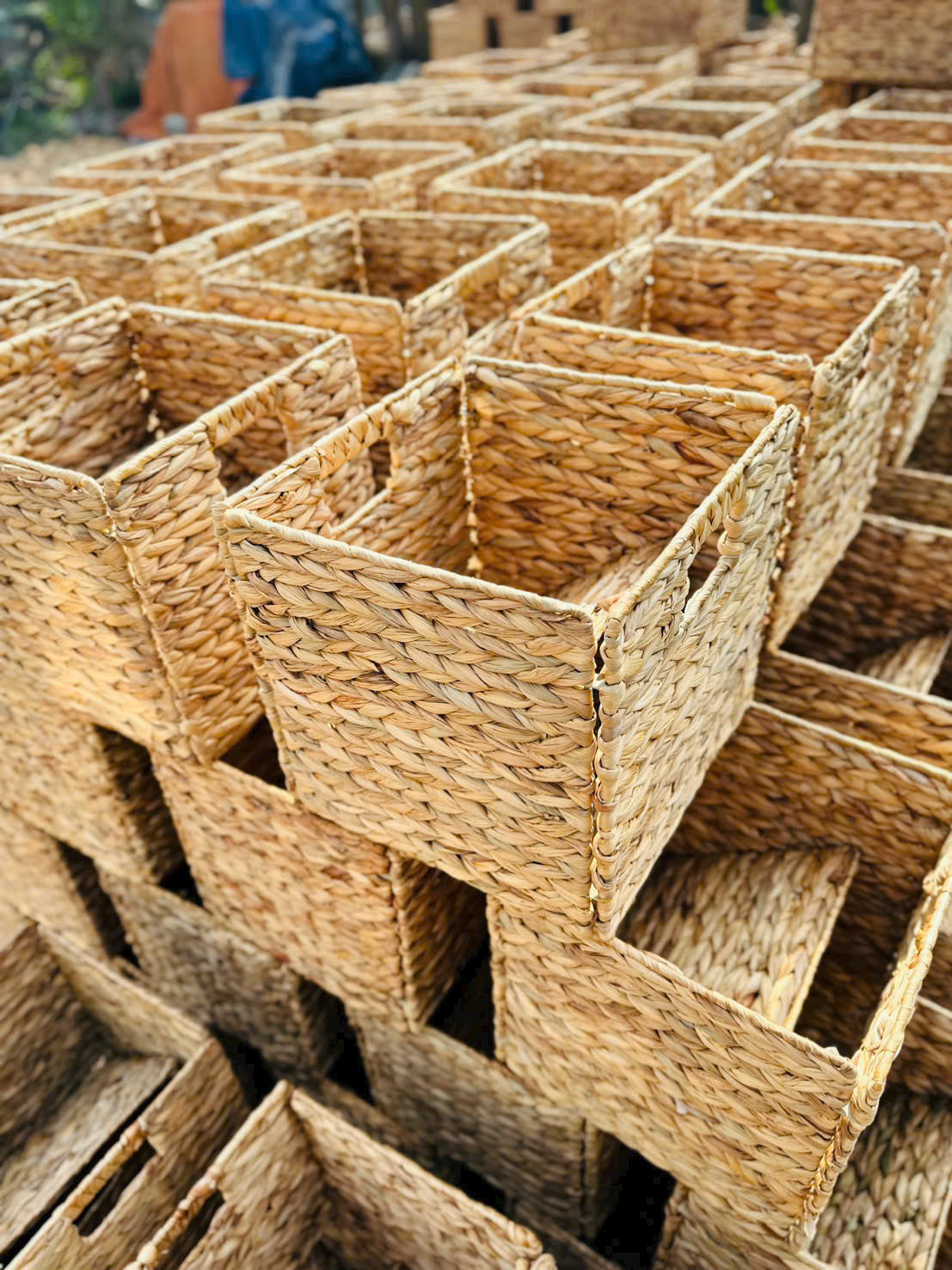 Water Hyacinth Storage Basket | Handwoven Wicker Organizer for Shelves, Laundry & Closet Storage